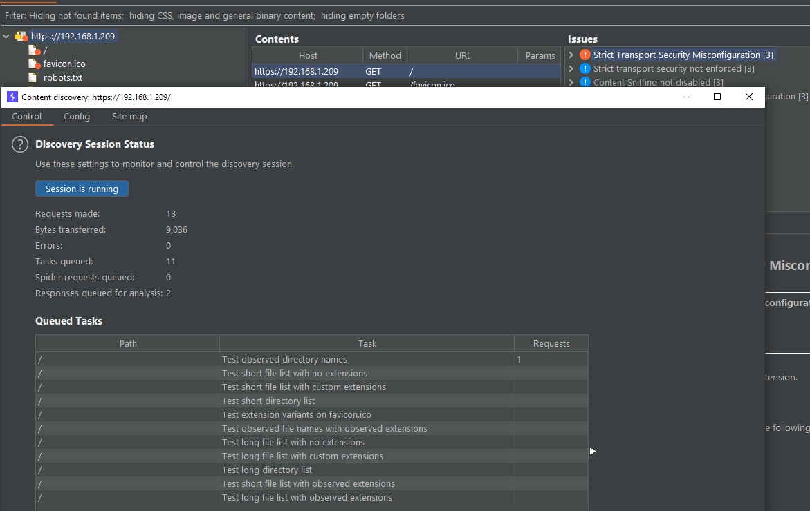just kicking off a quick burp content discovery and audit etc.