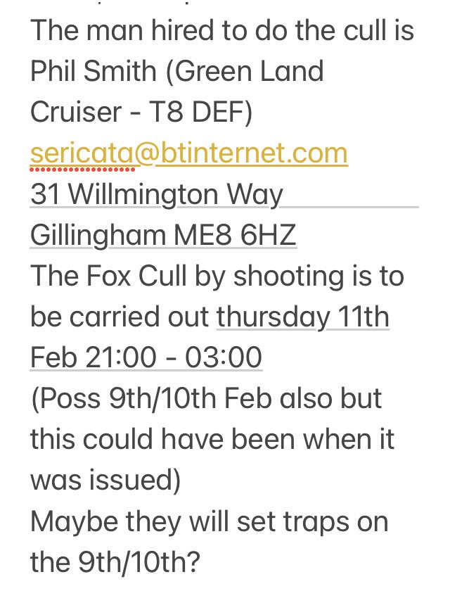 AnimaladoptionI's tweet photo. Please retweet and tag anyone who might be able to share this #foxcull #savefox #nocull #stopthekilling URGENT a fox shooting cull for Coca Cola - Cray Road, Sidcup. The man hired to do the cull is Phil Smith (Green Land Cruiser...)  see attached for more info https://t.co/dywSv8jQc5