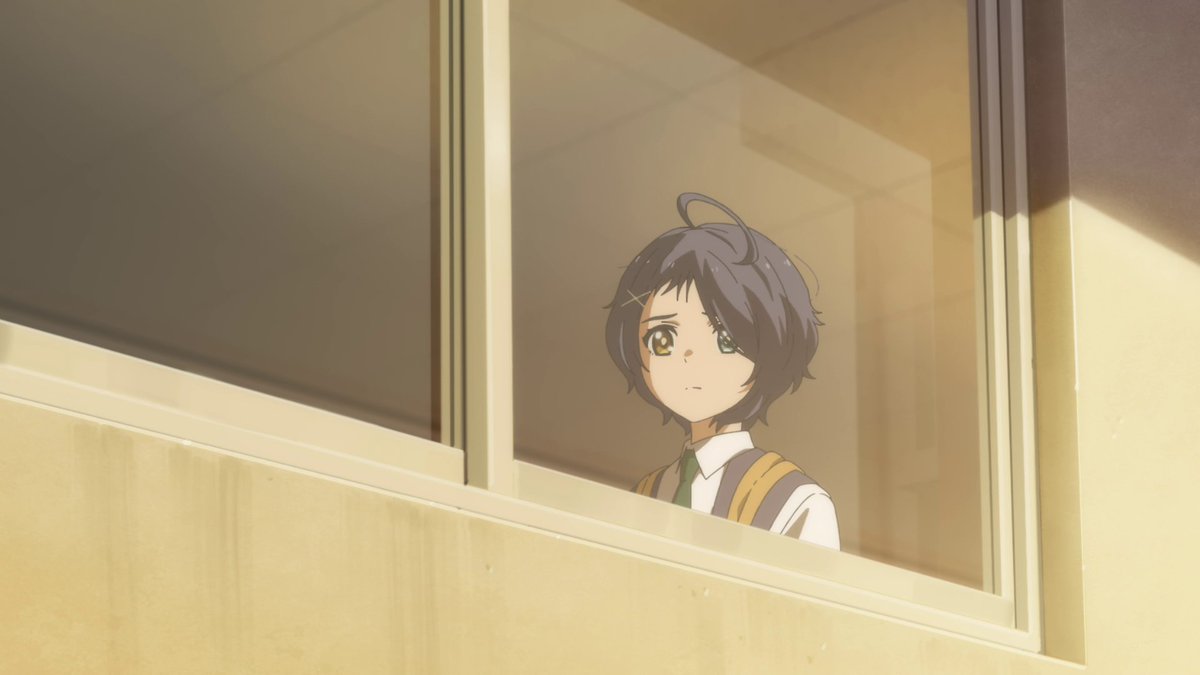 I see parallels! Ai has to think about decisions pertaining to the teacher in both of these shots as the light from the window seeps through and, on the opposite side of these windows, Ai can have a view of the teacher! There's a barrier between the two that she keeps shut.