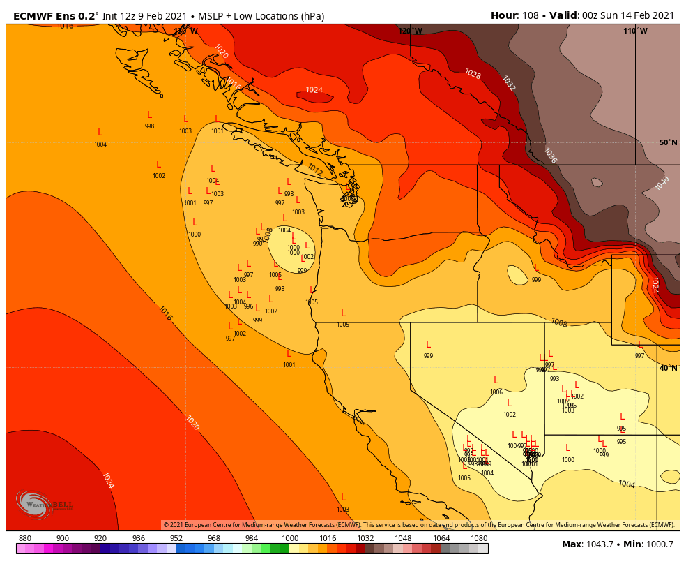 5/5 Finally, what could go wrong & cause us to have less snow amounts than what is shown? If systems continue to trend north they might pull in warmer air & cause less snow to fall. Latest EPS low locations map shows this isn't a large possibility for Thurs but Sat up in the air.