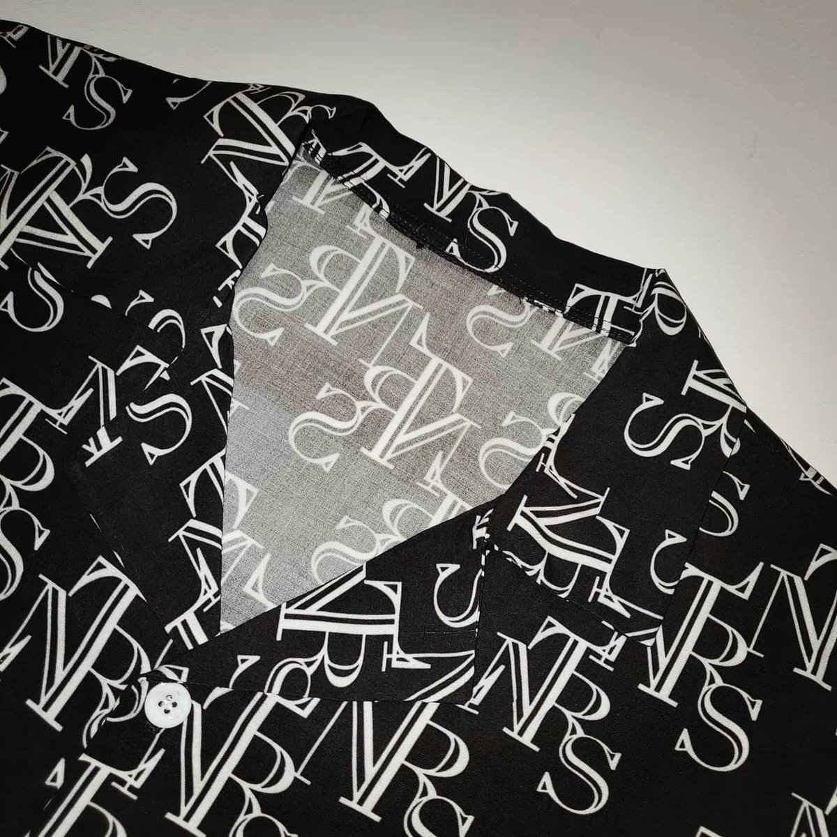 NTRSdesign's tweet photo. NTRS monogram camp collared shirt, 100% Rayon. Designed, Cut and Sewn in the USA🇺🇸🐐 https://t.co/ueUyyXkSsC