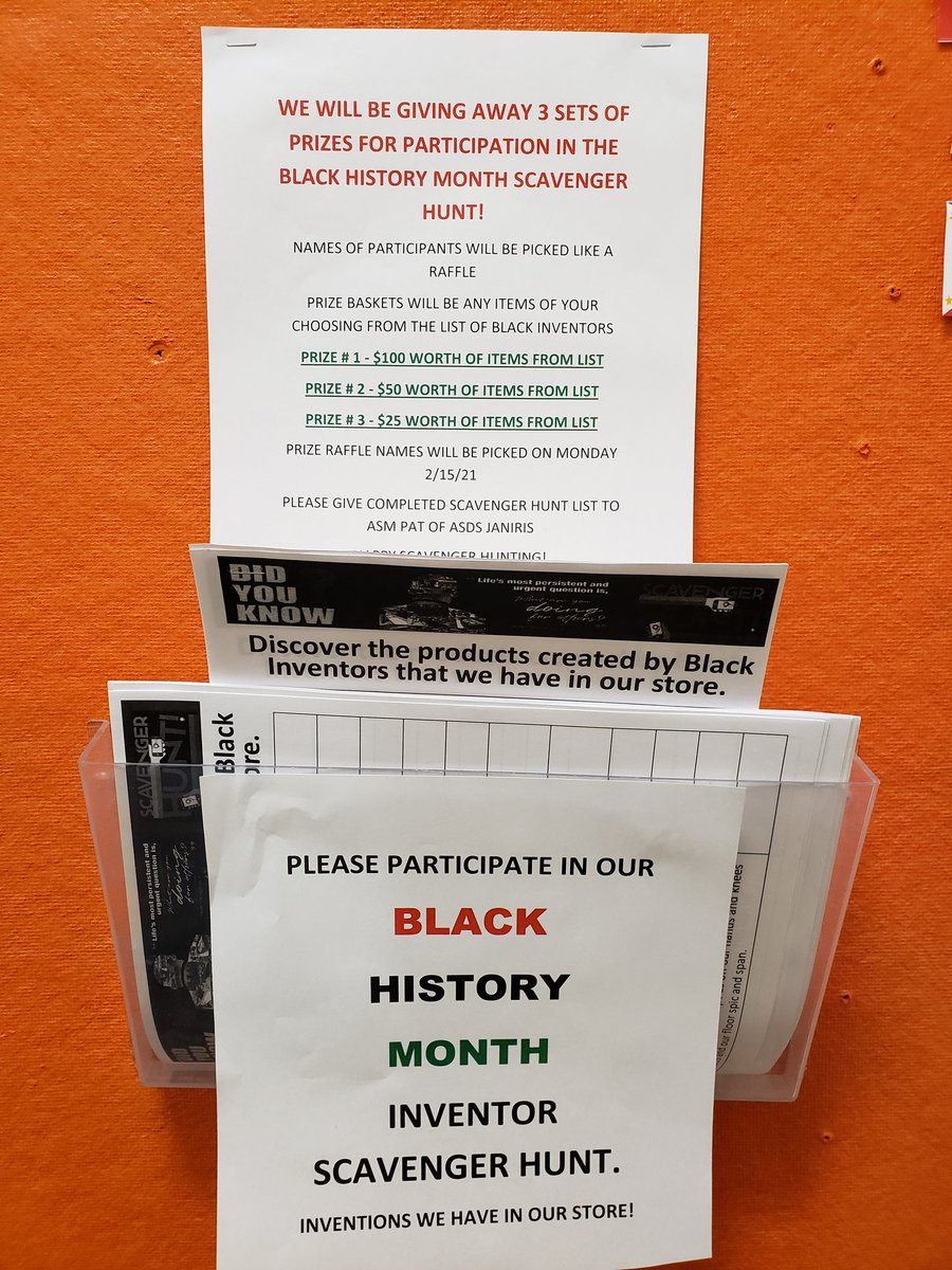 Pat_F_ASM (@pat_f_asm) on Twitter photo Celebrating Diversity & Inclusion & Black History Month! The "Firsts" & Civil Rights Leaders, Black Inventor scavenger hunt with raffle of items from list. <a href="/jazzyd3601/">jazmin</a> @LourdesPerry <a href="/Tino_Longobardi/">Tino Longobardi</a> <a href="/MichelleMkuar/">Michelle Williams</a> <a href="/wortiz1971/">Wilson Ortiz Assistant Store Manager 0983</a> <a href="/laucinda/">Laucinda</a> <a href="/marldor/">Kenneth Bido</a> Celebrating Diversity & Inclusion & Black History Month! The "Firsts" & Civil Rights Leaders, Black Inventor scavenger hunt with raffle of items from list. <a href="/jazzyd3601/">jazmin</a> @LourdesPerry <a href="/Tino_Longobardi/">Tino Longobardi</a> <a href="/MichelleMkuar/">Michelle Williams</a> <a href="/wortiz1971/">Wilson Ortiz Assistant Store Manager 0983</a> <a href="/laucinda/">Laucinda</a> <a href="/marldor/">Kenneth Bido</a>