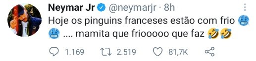 Já que ele publicou, não podemos mais esconder 🐧❄️

Nosso novo Pinguin Imperial <a href="/neymarjr/">Neymar Jr</a>