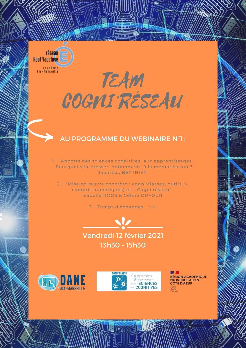 J -3 avant le 1er webinaire 🎉 #Cogniréseau #Collectifapprenant # réseau Haut Vaucluse cc @DANE_Aix_Mrs <a href="/AcAixMarseille/">Acad. Aix-Marseille</a> 🙏👍 <a href="/IsabelleRoos13/">Roos</a> <a href="/BerthierBonfig2/">Berthier-Bonfigli</a>