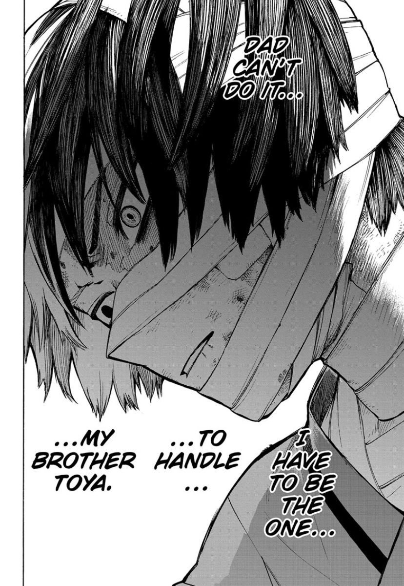 the todoroki fam going to stop dabi tgt thing has been so misunderstood it's ridiculous

1. stop ≠ kill
2. they aren't going to fight him all tgt, it's going to be shouto alone
3. it means they will finally be family and SUPPORT each other trying to get their son/brother back 