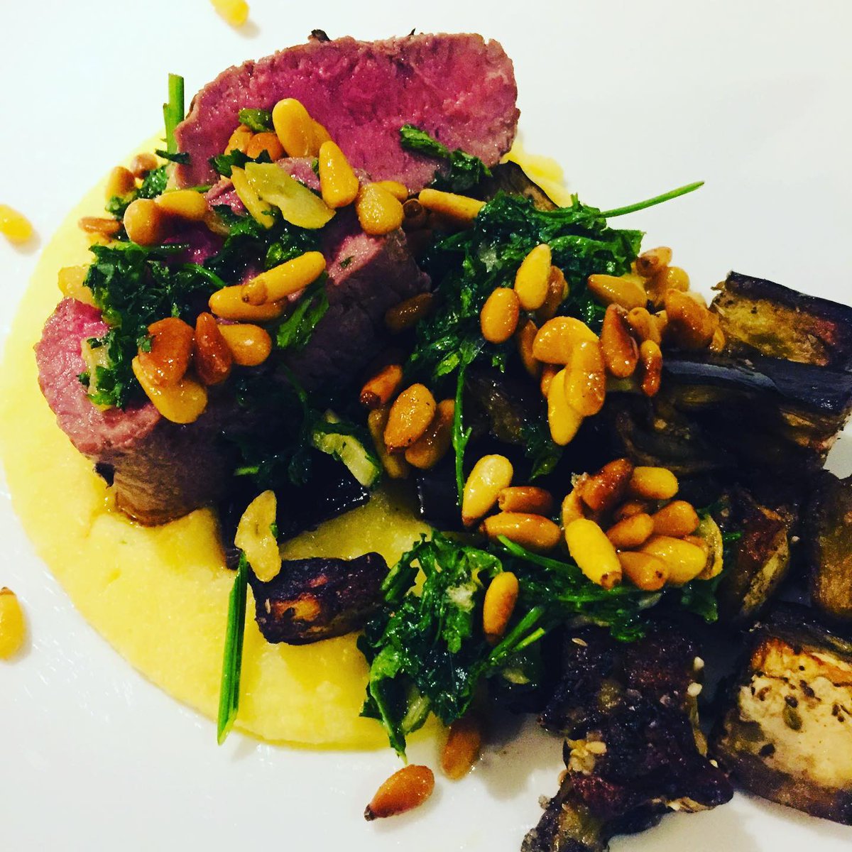 Lizmoorecooks's tweet photo. Cannon of lamb with soft polenta, garlicky aubergine, parsley &amp; pinenuts

📸 https://t.co/TdZc1zcq5m via https://t.co/szlBeRdaVz https://t.co/qVnQBOG2hc