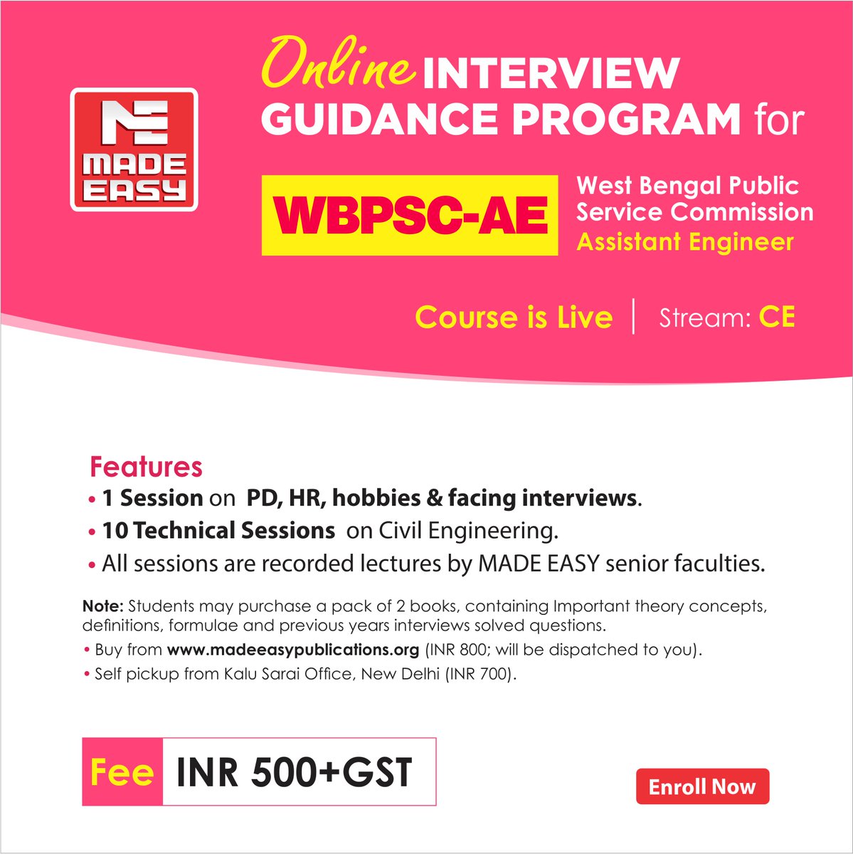 MADEEASY_Delhi's tweet photo. MADE EASY announces Online Interview Guidance Programme for WBPSC-AE (West Bengal Public Service Commission Assistant Engineer).
Enroll now.
Visit: https://t.co/f8j6HgMn7S
#WBPSCAE #interviewguidance #interviewprogramme #MADEEASY https://t.co/x3dTEQIWCG