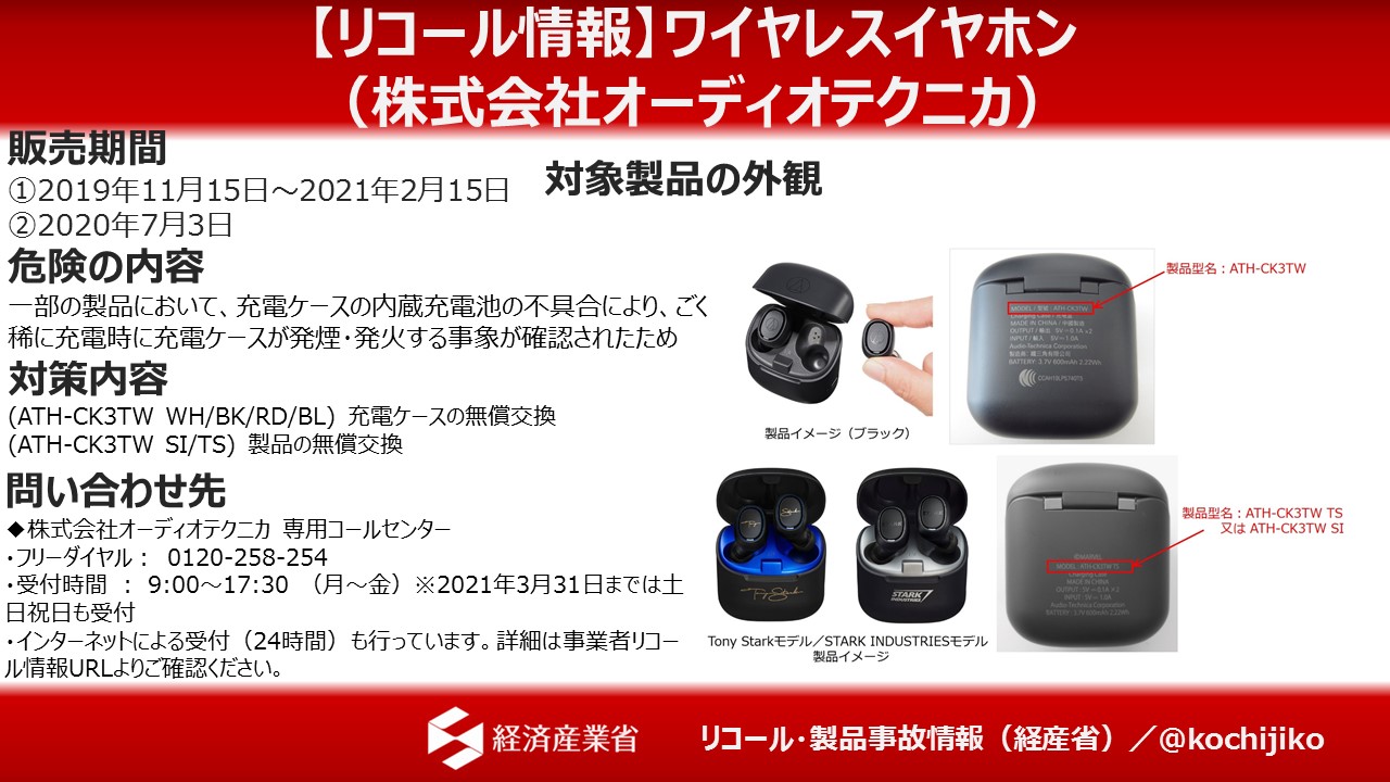 経済産業省】リコール・製品事故情報(製品事故対策室) on X