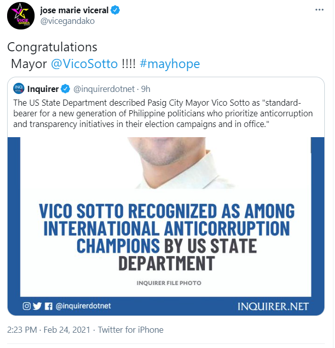 ViFeelings's tweet photo. ✔️ 02/24/21 | Commendations for Vico
It's the #mayhope hashtag for me, yes and yes. 👍 https://t.co/9Y9dbhcKyg