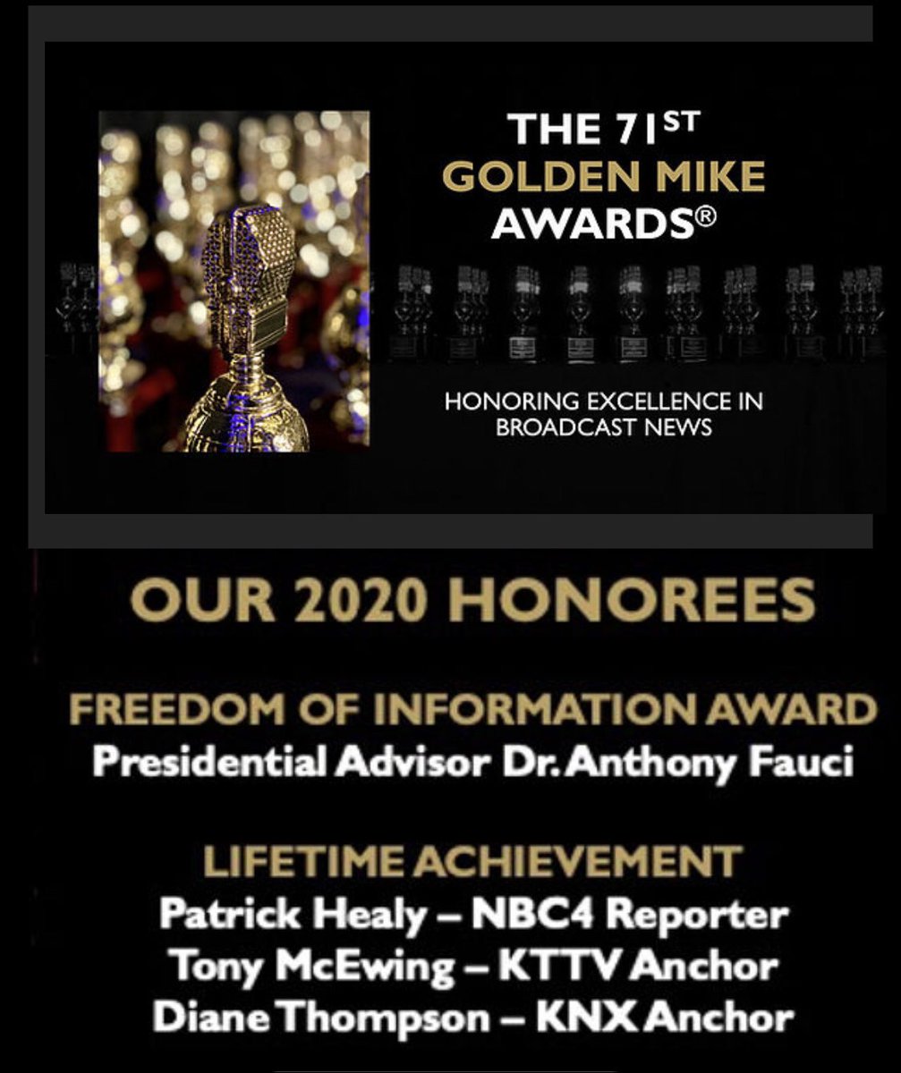🏆 Join us for the 71st Golden Mike Awards® Ceremony Saturday, March 13th , 2021 8 p.m., All Digital Platforms and website rtnasocal.org Congratulations to all our honorees, finalists, and winners! 📺🎙📡🎥