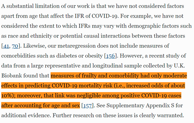 6/EThe co-morbidities explanation seems less plausible, since IFR is driven more by age and sex than by co-morbidities. IFR increases with age, as do co-morbidities, while the rate of various co-morbidities differs by sex. https://link.springer.com/article/10.1007/s10654-020-00698-1