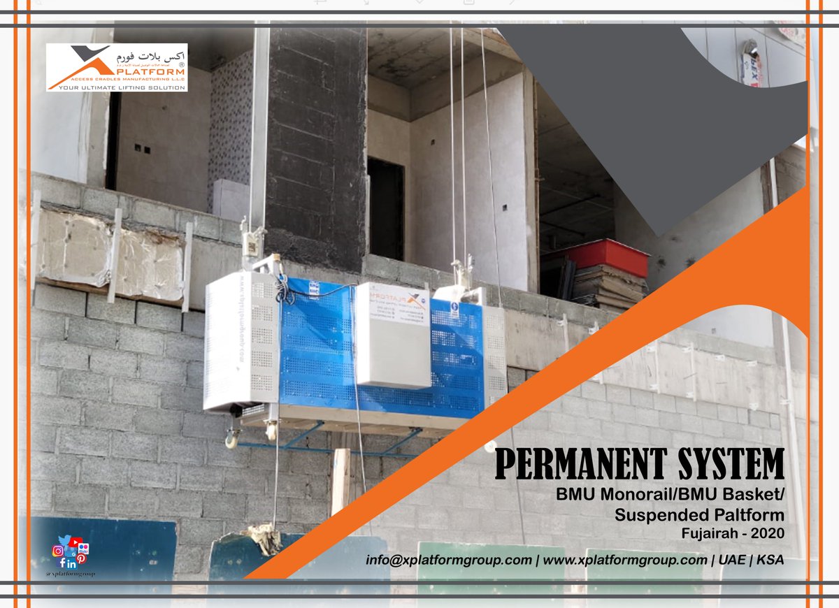 Xplatformgroup's tweet image. BMU Monorail/ BMU Basket and Suspended Platform
Fujairah UAE - 2020

info@xplatformgroup.com
xplatformgroup.com

#Projects2020 #xplatformprojects #cradles #bmu #scaffolding #steelstructure #steel #platforms #aluminum #scissor #lift #elevator #Construction #glass #uae #ksa