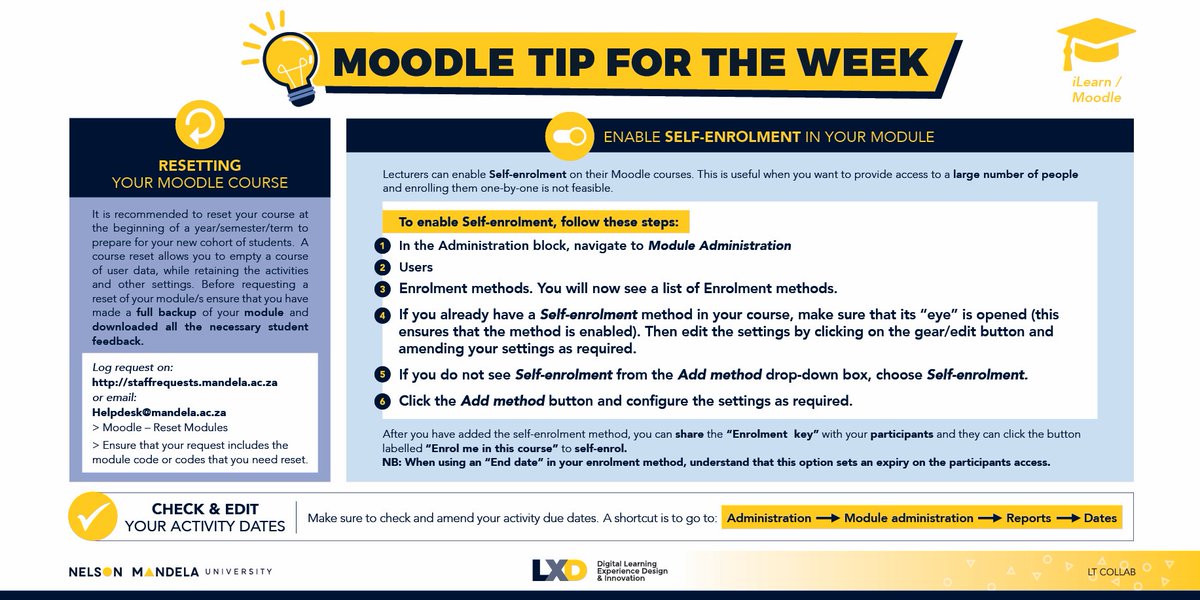 Moodle tip for the week for our <a href="/MandelaUni/">Mandela University</a> academics!
