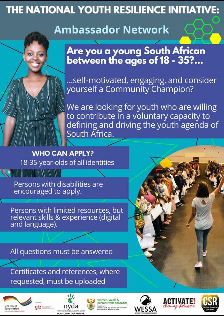 ActivateZA's tweet photo. ⚠️ ATTENTION ACTIVATORS ⚠️

NATIONAL YOUTH RESILIENCE INITIATIVE (NYRI) APPLICATIONS ARE OPEN‼️ We have noted your concerns regarding the previous link and have since corrected it. 

[LINK]: https://t.co/71MFo86utW 

📅 CLOSING DATE: 1st of March 2021

#WeDoMoreWednesdays https://t.co/i9AHz4SDtf