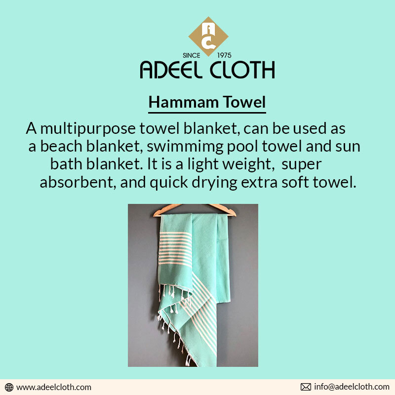 It is a multipurpose towel blanket, can be used as a beach blanket, swimming pool towel, and sunbath blanket. 
Knowmore:adeelcloth.com/products/other… 
#beachvibes #handloom #organiccotton #madeinturkey #beachdress #hamamtuch #bathrobe #summertime #beachstyle #hammamtowel #hairtowel