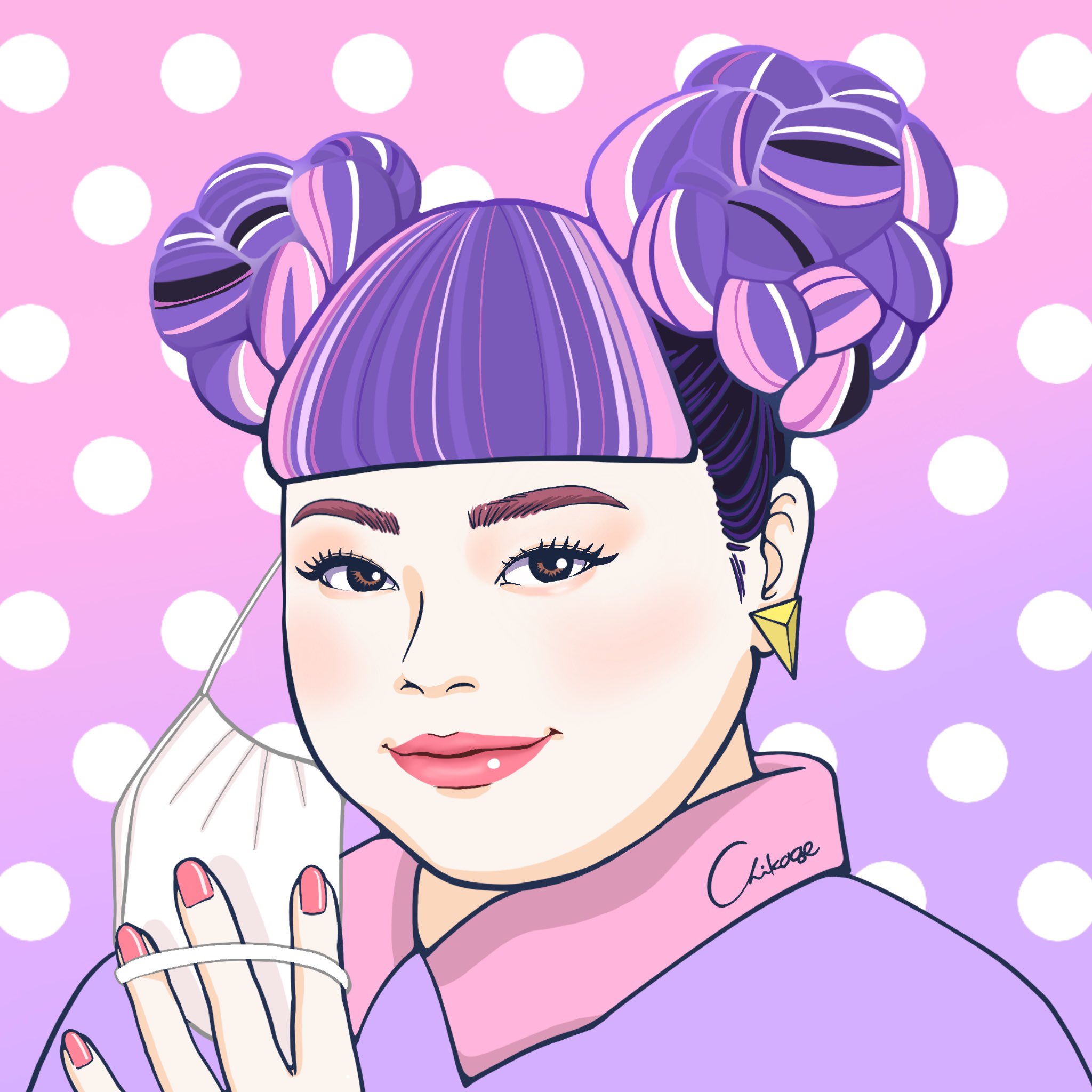 Chikage Eneffet いつか描きたいと思っていた渡辺直美さん 髪の毛描くの楽しかった ファンアート 渡辺直美 ハイドロ銀チタンマスク イラスト Illustration ガールズイラスト ポップ カラフル ドット T Co 6saimp4up4 Twitter