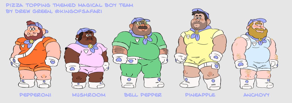 Pizza Team! (That's not what I'm gonna be calling them but for now, it's fine). Magical boys based on pizza toppings who are also all Pepperoni's ex-boyfriends! HEARTACHE! HILARITY! HEROISM! HOT BOYS AND HOT PIZZAS! What more could you want? More on these guys later. <3