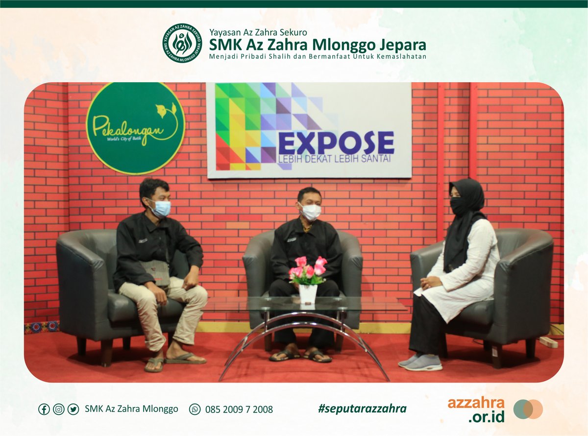 ppazzahra's tweet photo. Tim PSG SMK Az Zahra Mlonggo Jepara melaksanakan kunjungan ke LPPL Batik TV Pekalongan dan Temanggung TV pada 23/2/2021. 

Kunjungan diikuti M. Farid Zakaria, Ahmad Robit Himami, Niam Hamdani, dan Syaiful Mustaqim selain bertujuan untuk silaturahmi juga kerjasama PKL. https://t.co/AbuSezHMCy