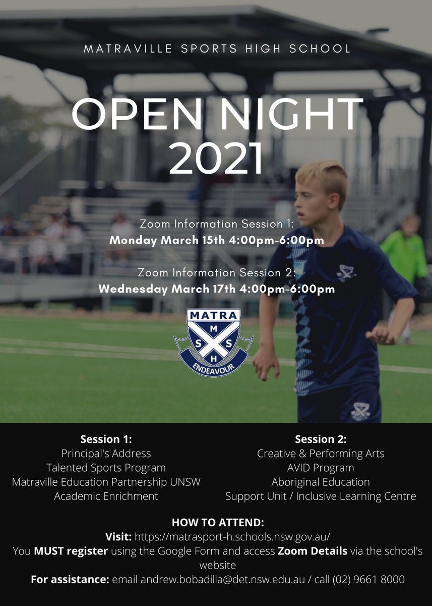 MSHS is excited to announce dates for our Open Night 2021! You MUST register for this event by completing the below form: Zoom details for the information sessions can be accessed via the school's website <a href="/NSWEducation/">NSW Dept of Education</a> <a href="/SydneyFC/">Sydney FC</a> <a href="/antejuric1/">Ante</a> <a href="/pat_mccann/">Pat McCann</a>

docs.google.com/forms/d/e/1FAI…