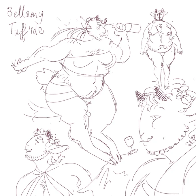 //nudity 

doodling up a new #dnd character for a potential future campaign &gt;:vc I'm still working out what they look like but here's what i got so far-- 

bellamy's a satyr &amp; she's probs gonna be either a drunken master monk, divine soul sorcerer or a combo of both✨

(she/they) 