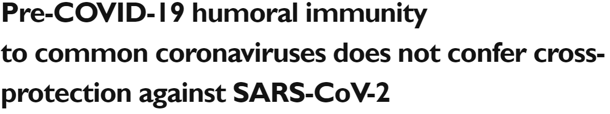 16/ESimilarly, this likely is not explained by cross-reactive B cells, plasma cells, and/or antibodies from prior infection with other coronaviruses. https://twitter.com/AtomsksSanakan/status/1312654302742183936 https://twitter.com/AtomsksSanakan/status/891040491214688257 https://www.nature.com/articles/s41591-020-1083-1 https://www.medrxiv.org/content/10.1101/2020.06.29.20142596v1 https://www.medrxiv.org/content/10.1101/2020.08.14.20173393v1