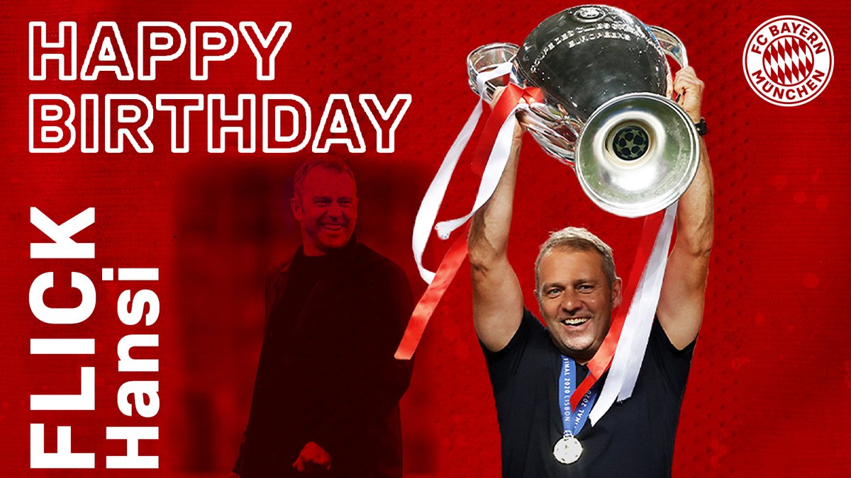 FCBayern's tweet image. Unser Cheftrainer feiert heute Geburtstag! 🎉

Herzlichen Glückwunsch, Hansi #Flick! 🎂 #MiaSanMia