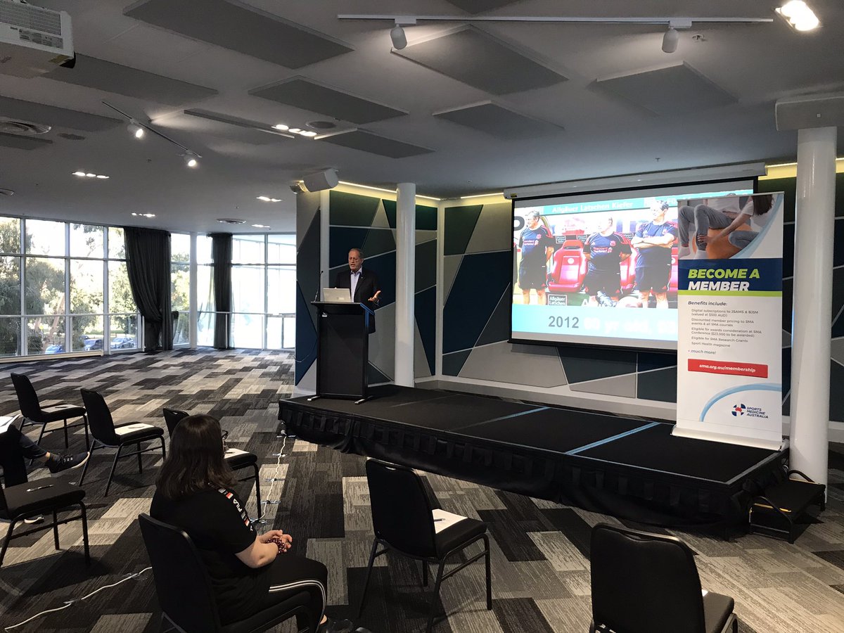 AMANDACHALL's tweet photo. Excited to be hearing wisdom from Sport &amp; Exercise Physician @DrPeterBrukner for @SMA_News first PD session for 2021! Audience both in person &amp; live online. We’re getting fatter &amp; sicker, what are we going to do about it? #AskPeter https://t.co/nxsGBzpWWt