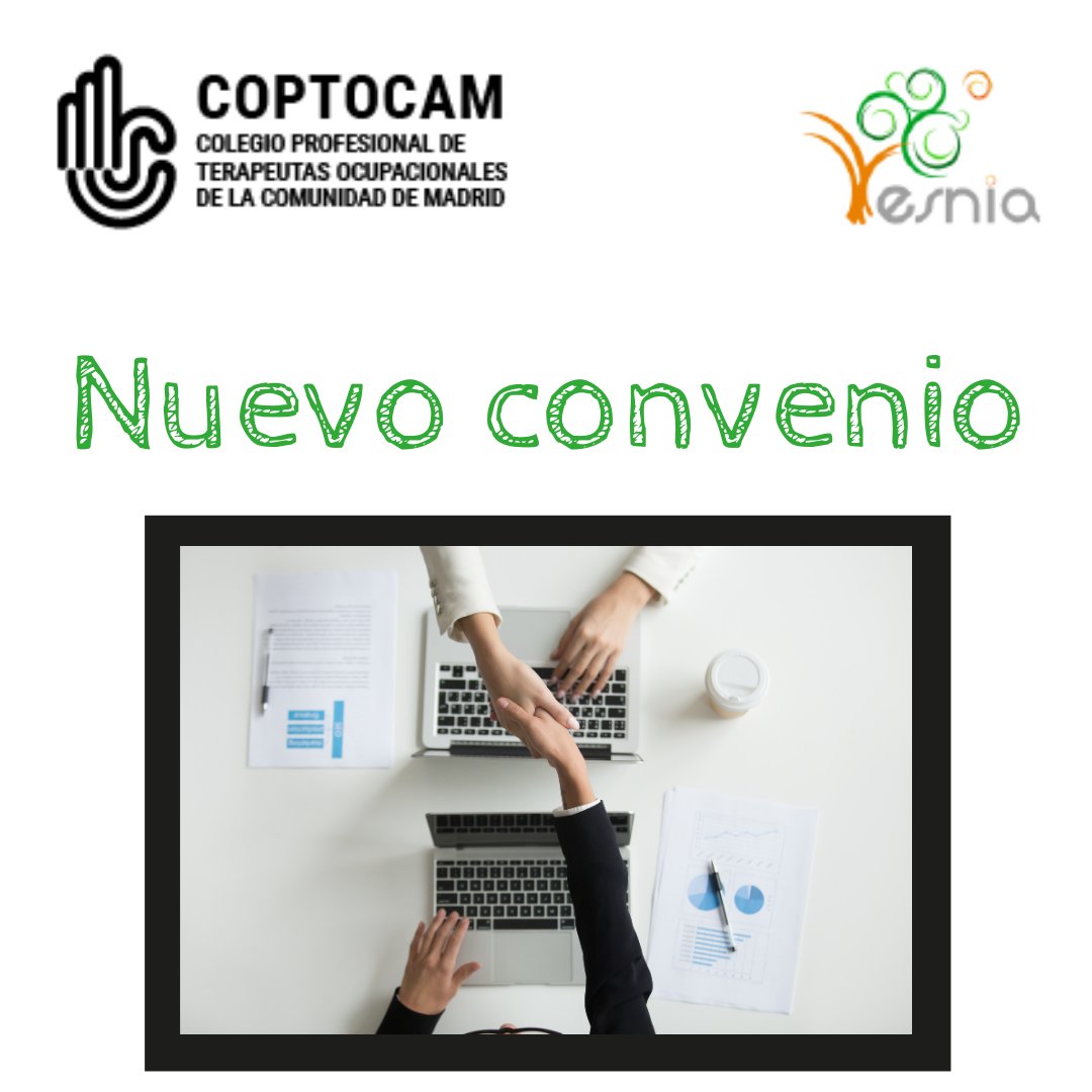 Os informamos que gracias a recientes colaboraciones de COPTOCAM los colegiad@s podréis disfrutar de centro ESNIA dedicado a la atención temprana y a la terapia ocupacional. Fruto de dicho convenio, se consigue un descuento del 10% en sus acciones formativas.
#ESNIA #COPTOCAM