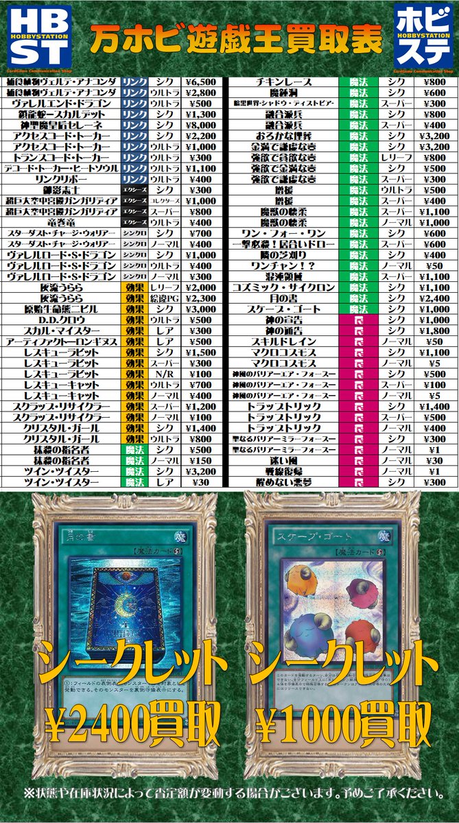 ホビーステーション大須万松寺通店 Vgdアニメ放送中 On Twitter 遊戯王買取速報 お久しぶりです 遊戯担当うるがです 最新の一覧買取popです 募集中のシク 月の書 スケープゴート ツインツイスター おろかな埋葬 神の宣告 神の通告 マクロコスモス