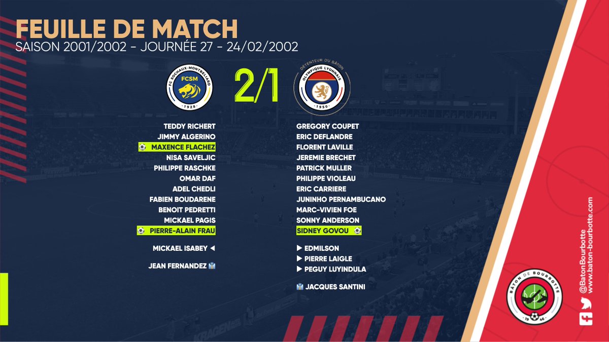 BatonBourbotte's tweet photo. Ça s'est passé un 24 février avec le #BatonDeBourbotte en jeu
Nombre de matchs : 7
Nombre de changements de détenteur : 2
Dernier match pour le bâton : @FCSM_officiel 2/1 @OL (🏆) (2002)
#FCSMOL https://t.co/bsqWh2WIPY