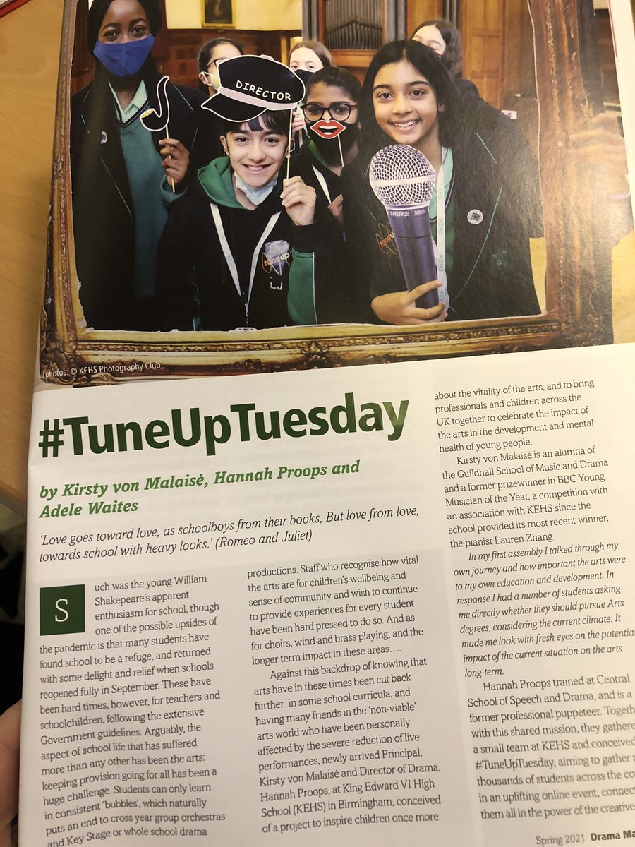 #tuneuptuesday lives on... our article is published in @National_Drama ... so proud of this! @KMalaise @KEHSBham @TuneupArts