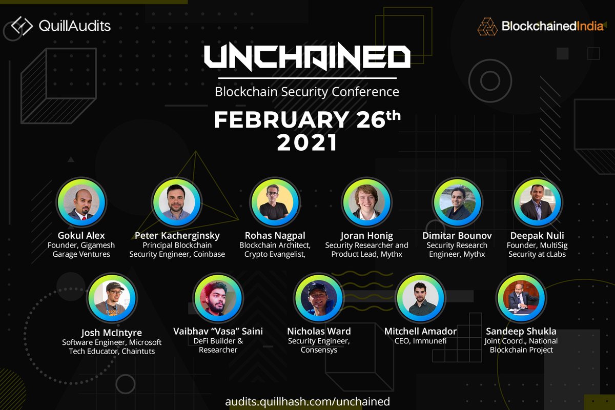 blockchainedind's tweet photo. #QuillHash is organizing the first #blockchain security conference of 2021 "#Unchained” and we are happy to collaborate as #community partners. Tune in on 26th February and listen to some amazing talks by professionals in this field.
https://t.co/7pfpaYHYF0 https://t.co/6Z4m6pfKqM