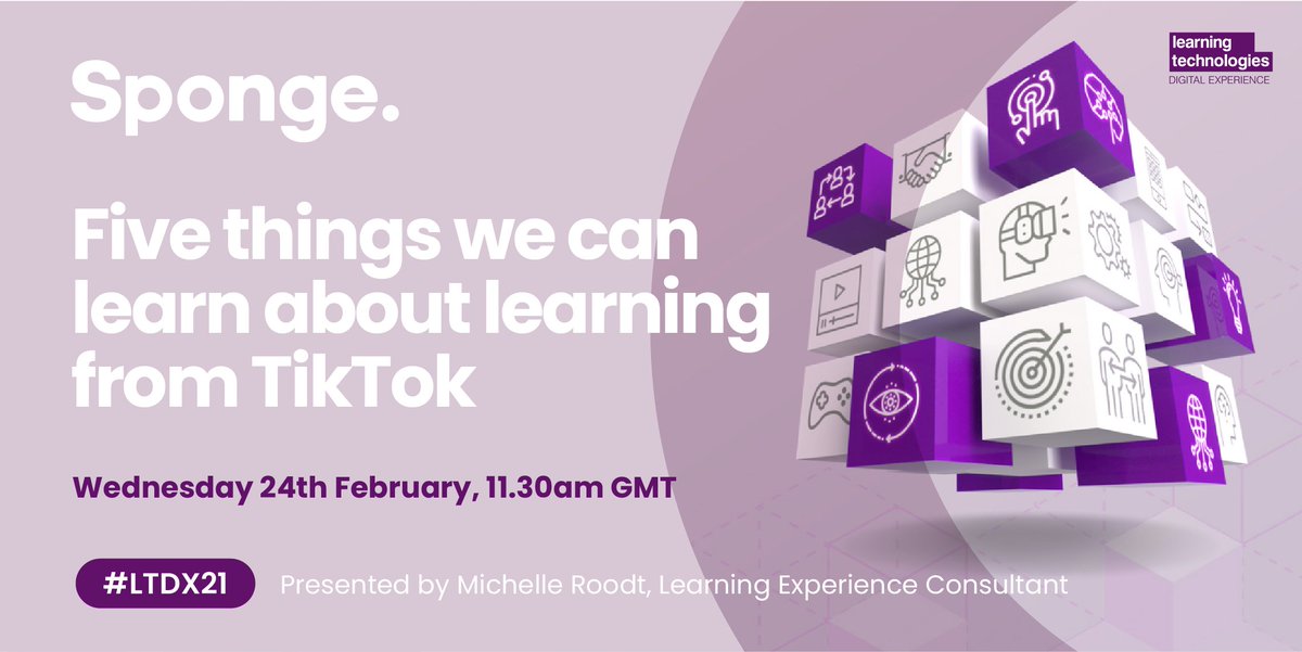 sponge_learning's tweet photo. Today at @LearnTechUK - Be sure not to miss it! 🎶 We have had over Sponge's free speaker session on 'Five things we can learn about learning from TikTok' starts at 11.30am (GMT). Register here now: https://t.co/u3yqN4EFhA
#spongelearning #LTDX21 #learningreimagined #TikTok https://t.co/8Hpd2U8KVk