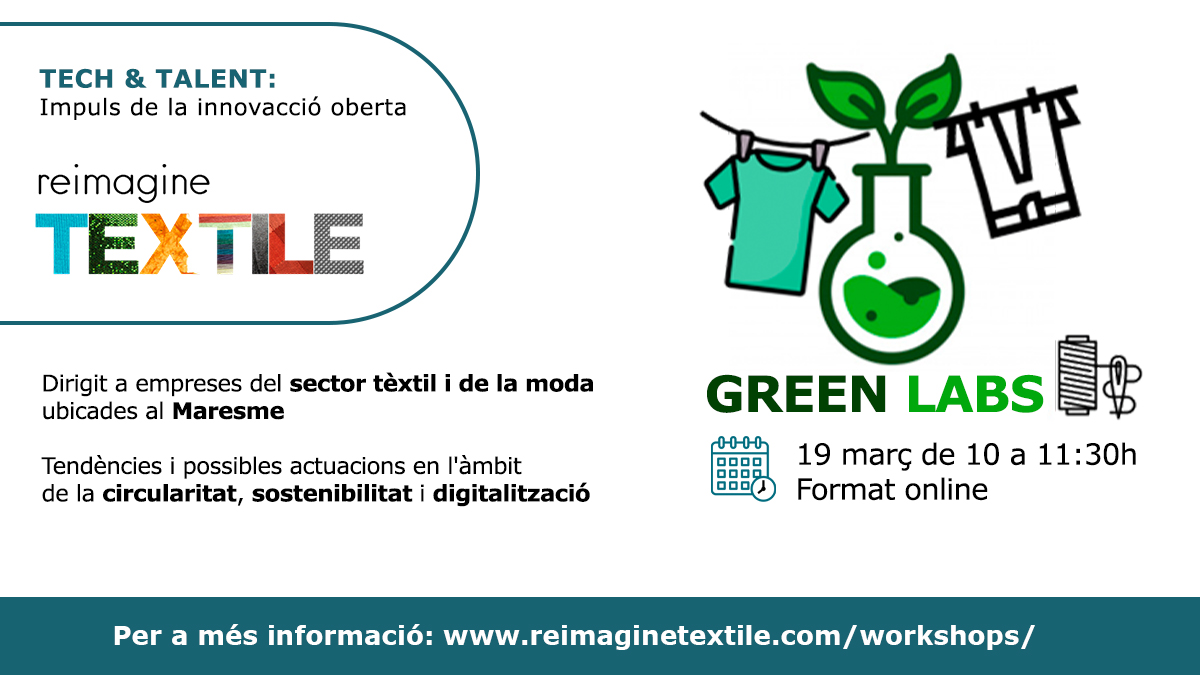 📢Conèix l'estat actual de la teva empresa #tèxtil en relació amb les noves tendències en #sostenibilitat, circularitat i digitalització an aquest nou seminari #greenLab del Reimagine

🗓️19 de març (online) bit.ly/2NSIyQE