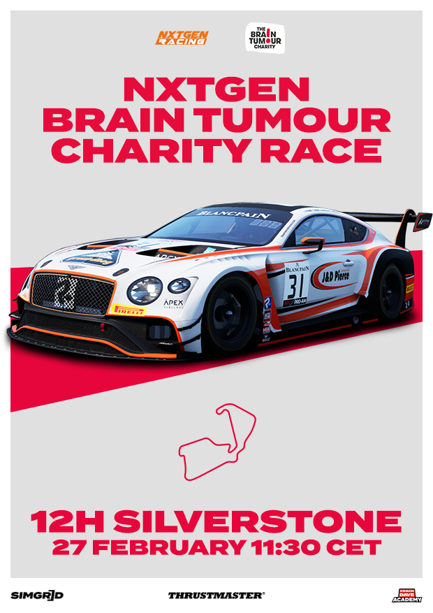 sim_grid's tweet photo. On Saturday, The Sim Grid together with NXTGEN Racing will host a 12H Brain Tumour Charity Race. All funds will be donated to the Brain Tumour Charity who are the largest dedicated funder of research into brain tumours globally. https://t.co/iTSghMrhsF