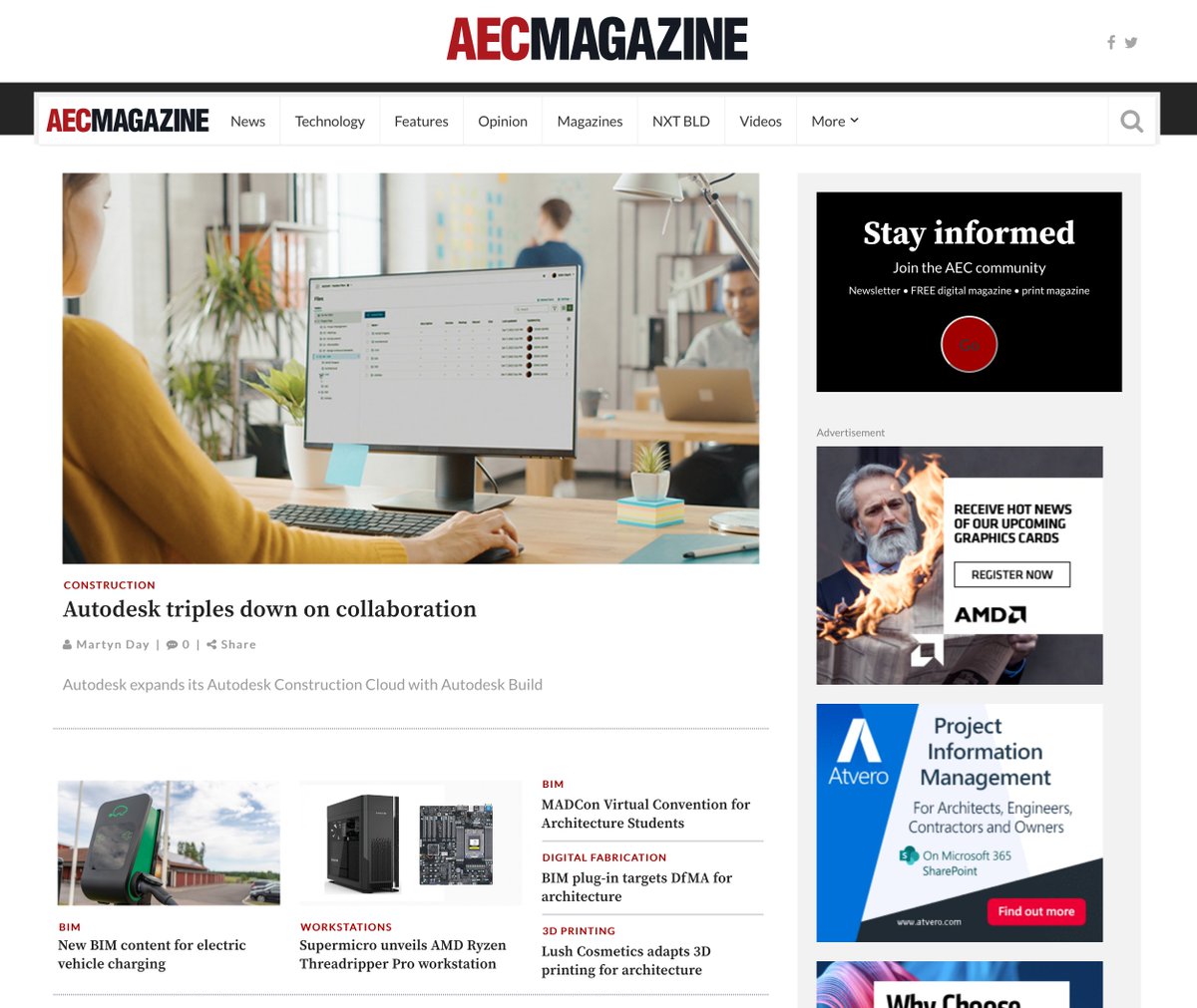 AECmagazine's tweet photo. The AEC Magazine website has a new look and enhanced navigation.
Check it out for the very latest in technology for #architecture #engineering #construction #BIM #VR #workstations #realitymodelling and so much more
https://t.co/qj5w6rWB73 https://t.co/JJqWquozWC