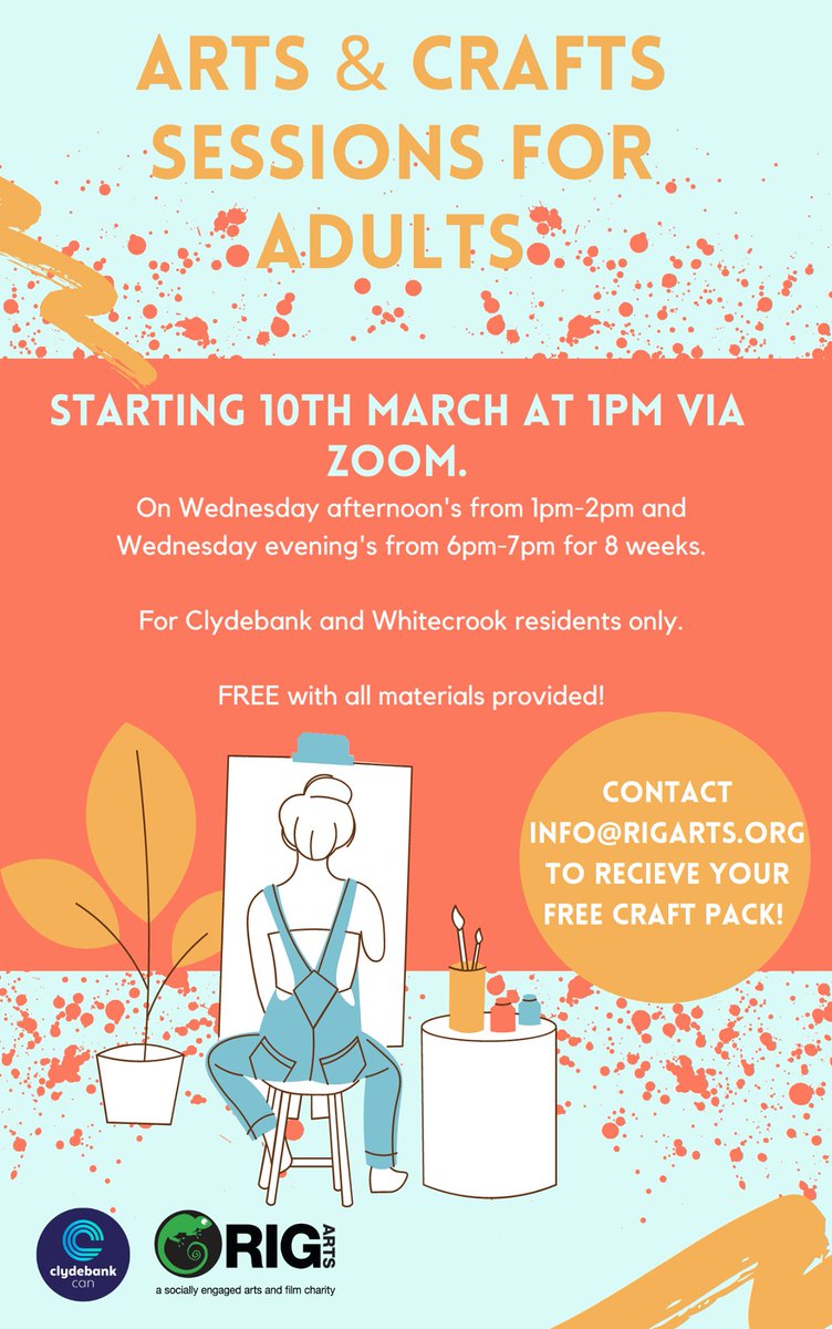clydebankha (@clydebankha) on Twitter photo Free Arts & Crafts Sessions for adults by RIG Arts, 8 week course, materials supplied, email info@rigarts.org for more information Free Arts & Crafts Sessions for adults by RIG Arts, 8 week course, materials supplied, email info@rigarts.org for more information