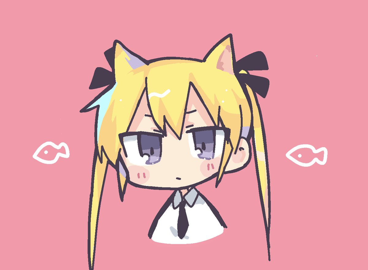 sonya (kill me baby) 1girl blonde hair twintails solo necktie animal ears cat ears  illustration images