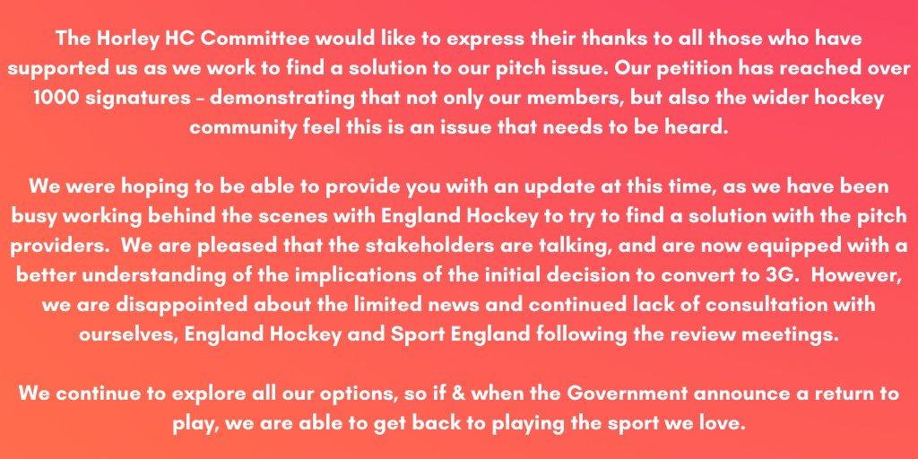 Thank you to everyone who has supported us over the past few weeks, the response has been phenomenal! See below for an update...<a href="/EnglandHockey/">England Hockey</a> <a href="/Sport_England/">Sport England</a> <a href="/Horleyhockeyj/">Horley HC Juniors</a> #horley #surreysport #hockey #hockeyfamily #sussex
