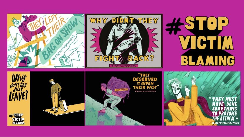 Today is European Day for Victims of Crime. @VictimSupportNI has an excellent campaign featuring local artists illustrating the ludicrousness of some of the lazy tropes which lead to victim blaming. 

Let's challenge our own thinking to #StopVictimBlaming  #StopAttacks