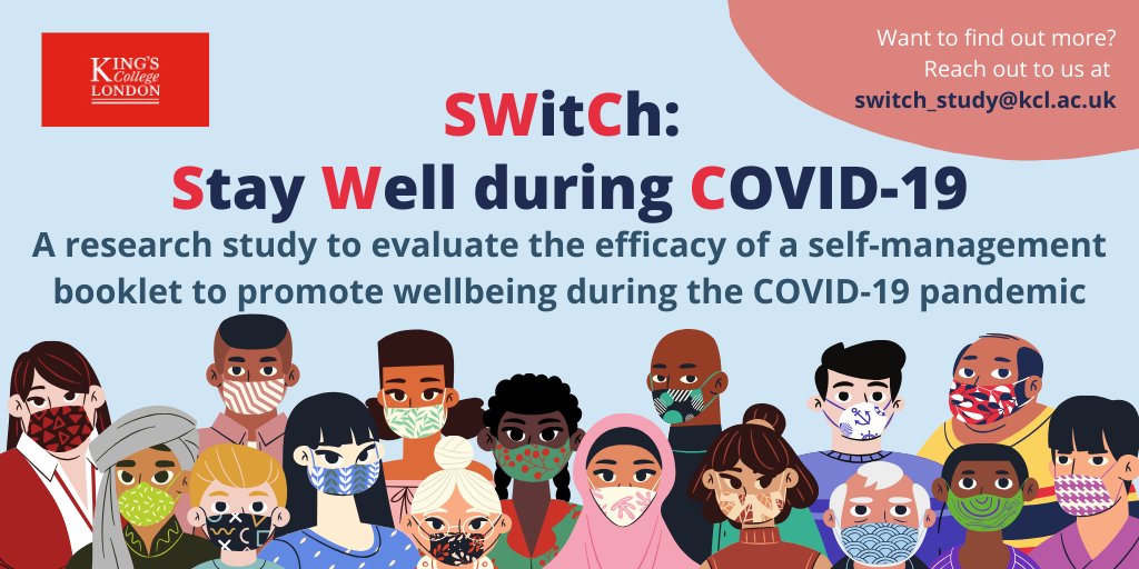 study_switch's tweet photo. Has #COVIDー19 had an impact on your #wellbeing? 

📢We are recruiting for another two weeks, there is still time to take part in the #SWitCh_Study (Stay Well during #COVID19)! https://t.co/WwyL9YAa5i https://t.co/aZGNAtsXB7