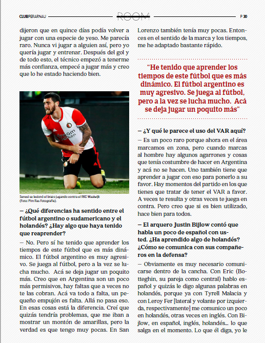 Entrevista a Marcos Senesi, zaguero central del Feyenoord: “El jugador al que no le gusta la presión… que vaya a jugar a otra cosa” : martiperarnau.com/producto/the-t… Por <a href="/CeciliaLagos/">Cecilia Lagos</a>