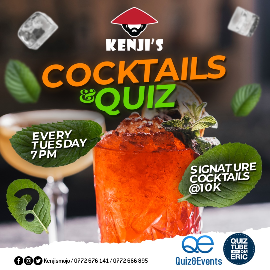 Joseph_Maaniii's tweet photo. Okay it's showtime, Guess who's back again whoop whoop πΆπΆπΆ
#KenjisCocktailsAndQuiz πΉ
Every Tuesday, 7pm. 10k Signature Cocktails, what else?
#QuizEventsUG https://t.co/2JbbDEnfGC