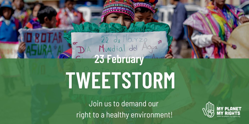 🤔Do you believe we all have a right to clean air, fresh water, and nature? Join people around the world calling on the UN Human Rights Council to recognise our collective right to a healthy environment➡️TweetStorm.eventbrite.com
#MyPlanetMyRights #HRC2021 #TheTimeIsNow