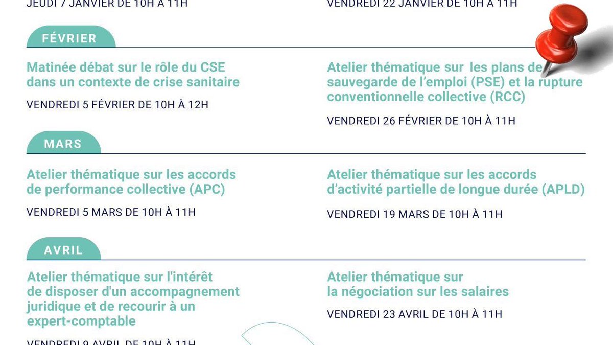 cabinetIRPEX's tweet photo. 📌ATELIER THÉMATIQUE #CSE VISIO, 26 FÉVRIER 2021 :
➡️"PLAN DE SAUVEGARDE DE L’EMPLOI ET RUPTURE CONVENTIONNELLE COLLECTIVE". Une réunion d'information animée par notre expert CSE #IRPEX et le cabinet Hujé Avocats. Plus d'infos ➡️https://t.co/GqueJO4j5a
#CabinetIRPEX #ExpertCSE https://t.co/HUrZF5Jk5k