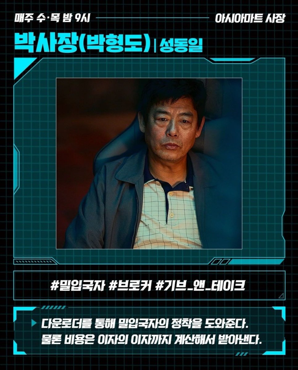 Korean___Dramas's tweet photo. JTBC has released the profile for Mr Park, which may explain how Asia Mart acts as a broker in #SisyphusTheMyth & why Seo Hae was disappearing!
Profile: helps illegal immigrants settle down through a downloader.
Read this thread for more info!
#kdrama #ChoSeungWoo #ParkShinHae https://t.co/pXxjWNyOOb