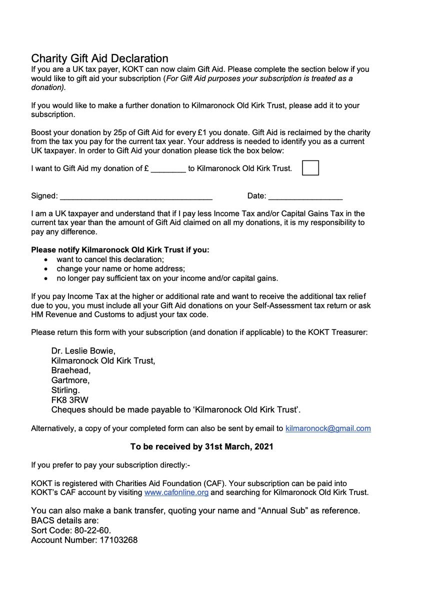 We have reached an important milestone. You can support the work of the Kimaronock Old Kirk Trust on the next stage of the journey  by taking out annual membership. Application Form below or email to kilmaronock@gmail.com