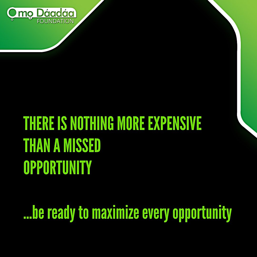 Omo_daadaa's tweet photo. You can't afford to miss that great opportunity...

...all you need do is be ready, be prepared to take full advantage of the opportunity that awaits you.

Have a fruitful week

#omodaadaa #opportunity #takeadvantage #takingadvantage #beprepared https://t.co/Rl7gH5R2uA