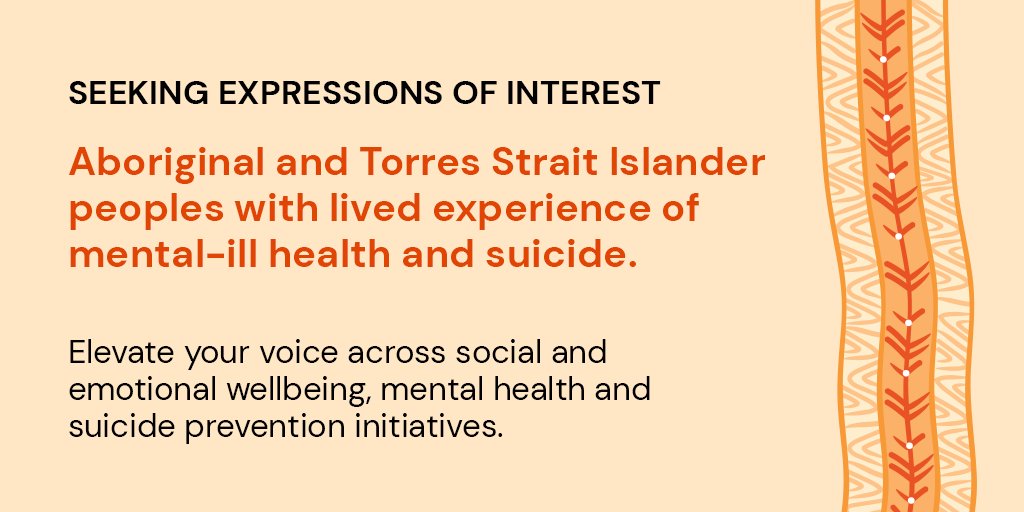 Black Dog Institute (@blackdoginst) on Twitter photo We’d love to hear from you if you're interested in advocating for the voice of Aboriginal and Torres Strait Islander Peoples to be elevated across social and emotional wellbeing, mental health & suicide prevention initiatives.
🔸bit.ly/3jNiuCm
<a href="/LeilaniDarwin/">Leilani Darwin</a> <a href="/cbpatsisp/">Centre of Best Practice 🖤 💛 ❤️ Prevention 💙 💚</a> We’d love to hear from you if you're interested in advocating for the voice of Aboriginal and Torres Strait Islander Peoples to be elevated across social and emotional wellbeing, mental health & suicide prevention initiatives.
🔸bit.ly/3jNiuCm
<a href="/LeilaniDarwin/">Leilani Darwin</a> <a href="/cbpatsisp/">Centre of Best Practice 🖤 💛 ❤️ Prevention 💙 💚</a>