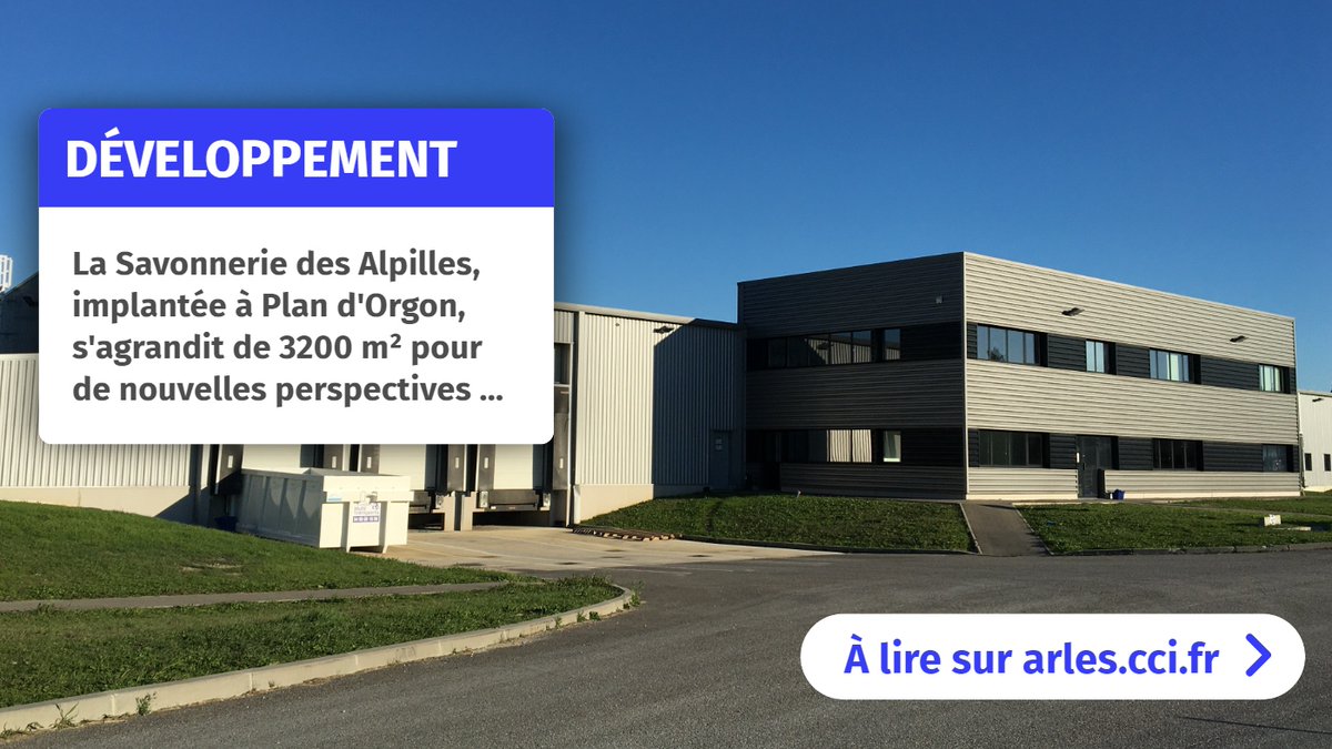 CCIPAYSARLES's tweet photo. [#LundiMotivation 🔗]
La savonnerie des Alpilles, implantée à Plan d'Orgon, s'agrandit ! Un nouveau bâtiment de 3200 m2 pour de nouvelles perspectives...
https://t.co/OZBf37NTR9
#Développement #PlandOrgon https://t.co/oiCrgGpEjg